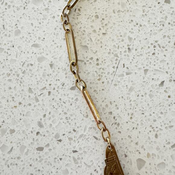 Vintage Egyptian Revival Doll Chain Kalevala Korunecklace Gold Brass Tone - Picture 4 of 7